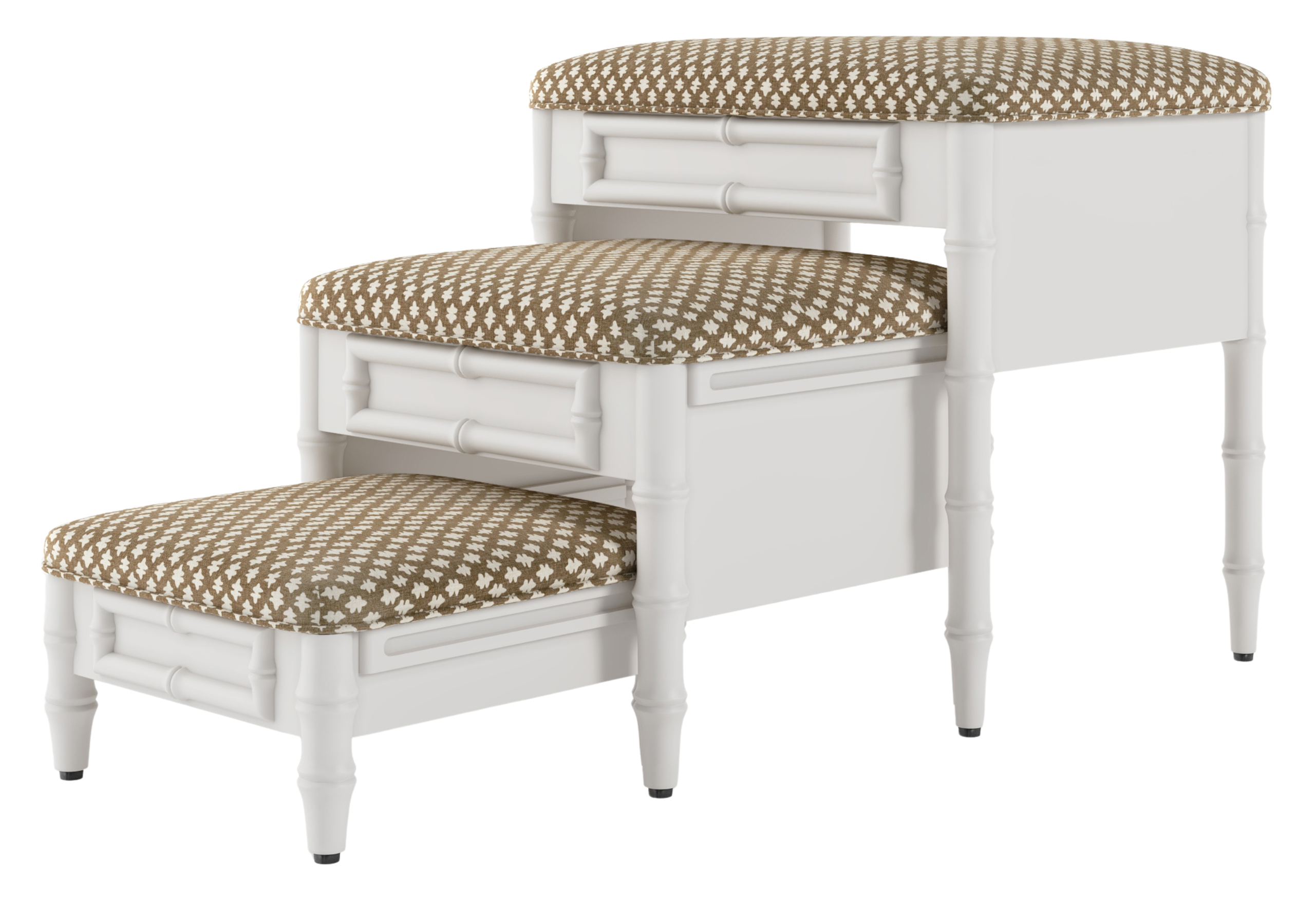 Fursatile Decor Pet Home Decor Chinoiserie Step Ottoman <br> Gem Brown + White Lacquer