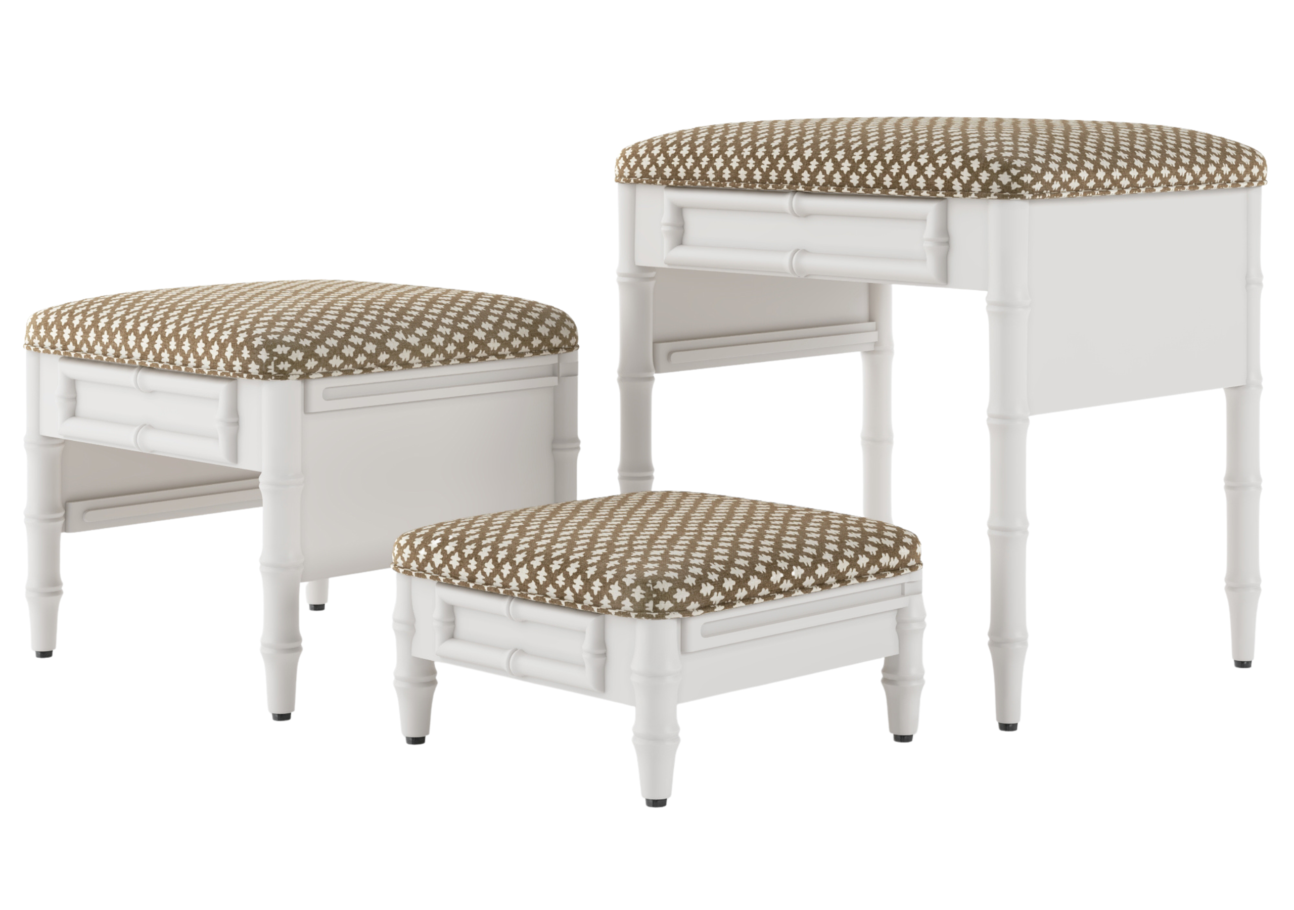 Fursatile Decor Pet Home Decor Chinoiserie Step Ottoman <br> Gem Brown + White Lacquer