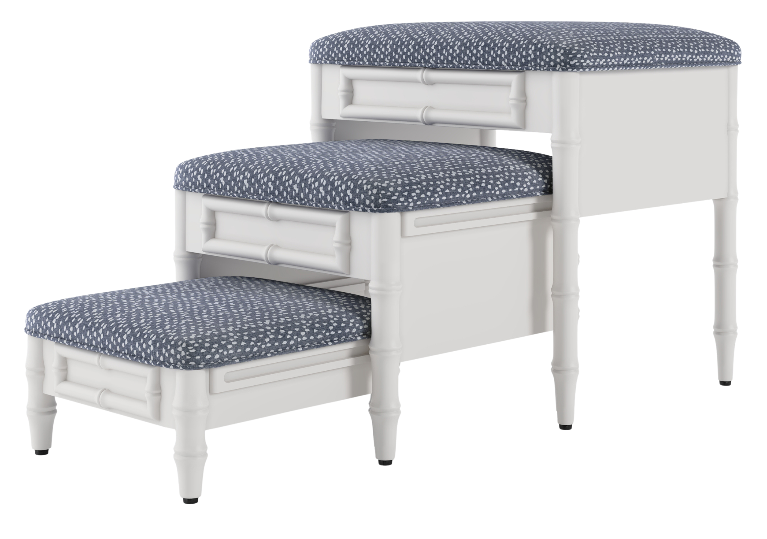 Fursatile Decor Pet Home Decor Step Ottoman <br> Denim + White