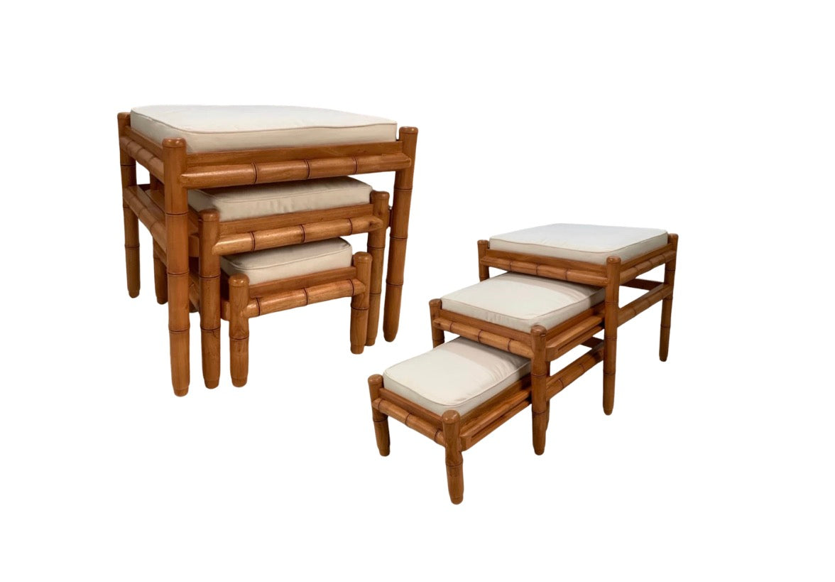 The Bamboo Step Ottoman | Removable Cushions