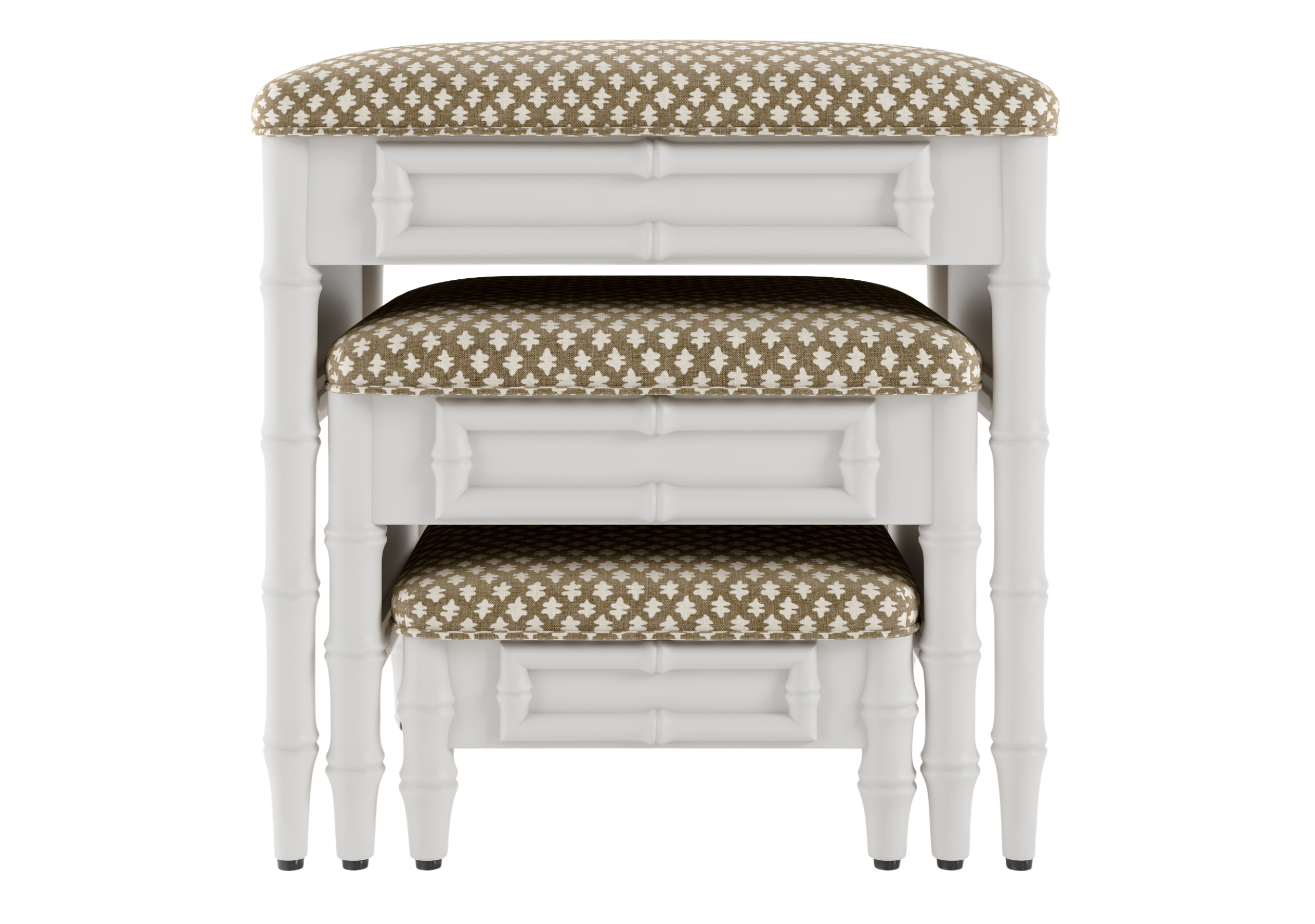 Fursatile Decor Pet Home Decor Chinoiserie Step Ottoman <br>  Gem Brown  + White Lacquer