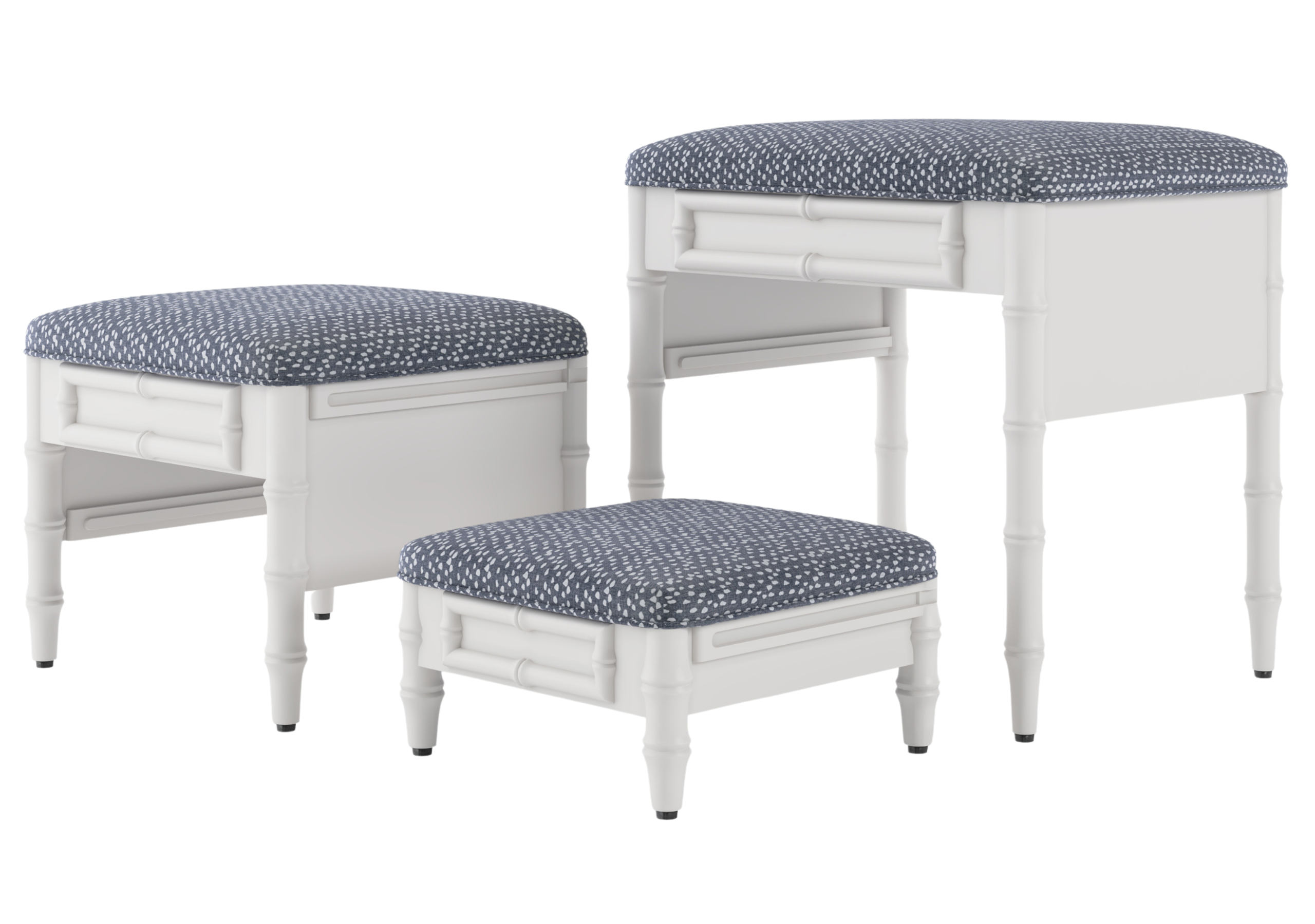 Fursatile Decor Pet Home Decor Step Ottoman <br>  Denim + White