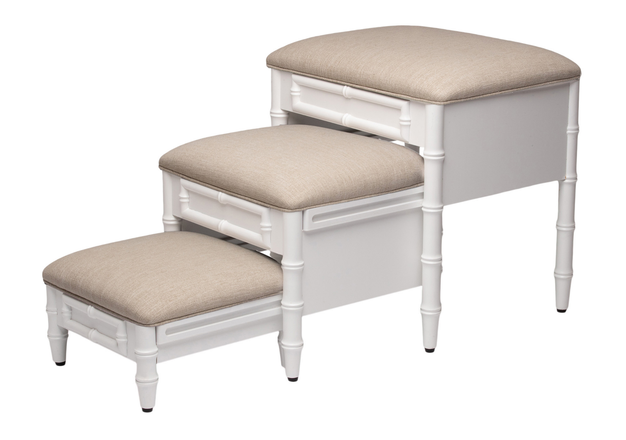 Fursatile-pets Bamboo Inspired Step Ottoman [Tan + Shiloh White]