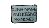 Fursatile Throw Pillows LIGHT BLUE TAKING NAMES & KISSING FRENCHIES [BLUE & PINK]