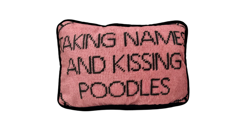 Fursatile Throw Pillows PINK Copy of TAKING NAMES & KISSING CAVALIERS [BLUE & PINK]