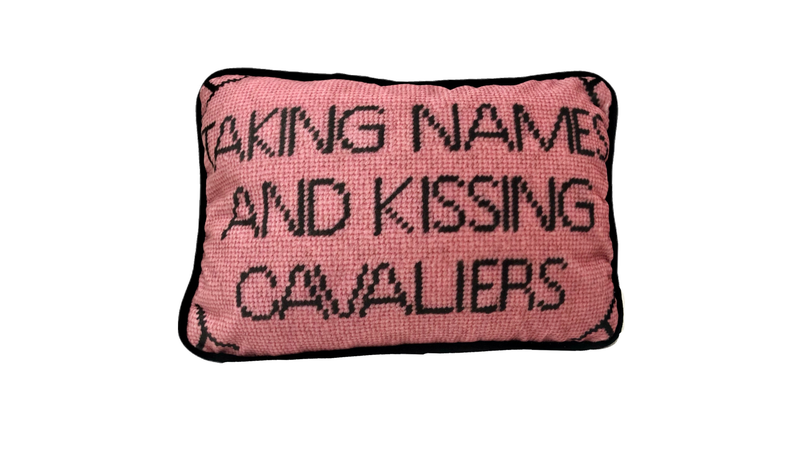 Fursatile Throw Pillows TAKING NAMES & KISSING CAVALIERS [POWDER BLUE]