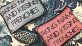 Fursatile Throw Pillows TAKING NAMES & KISSING FRENCHIES [BLUE & PINK]