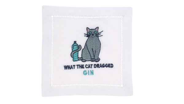 Fursatile 'WHAT THE CAT DRAGGED GIN' COCKTAIL NAKPKINS